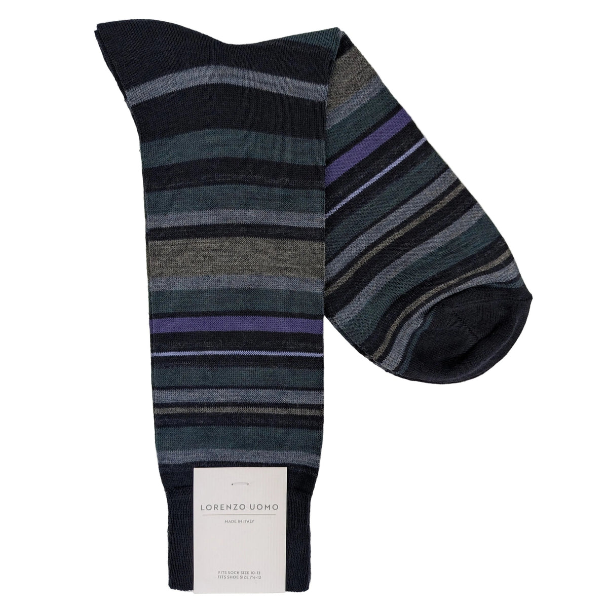 Lorenzo Uomo Multi Stripe Merino Wool Blend Socks