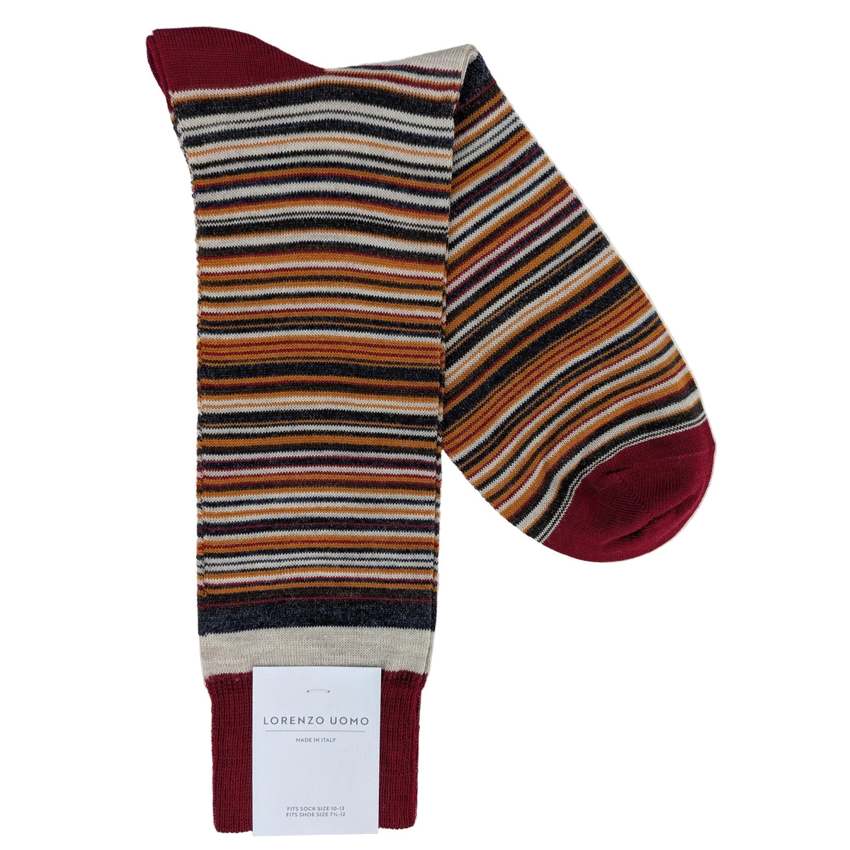 Lorenzo Uomo Thin Stripe Merino Wool Blend Socks