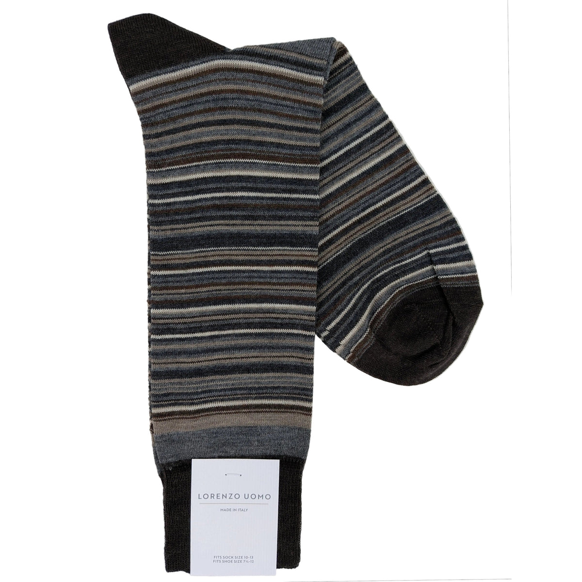 Lorenzo Uomo Thin Stripe Merino Wool Blend Socks