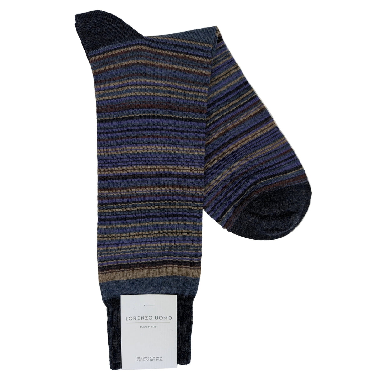 Lorenzo Uomo Thin Stripe Merino Wool Blend Socks