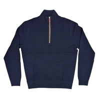 Kier + J All Cashmere Suede Trim Quarter Zip Sweater