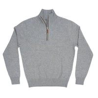 Kier + J All Cashmere Suede Trim Quarter Zip Sweater
