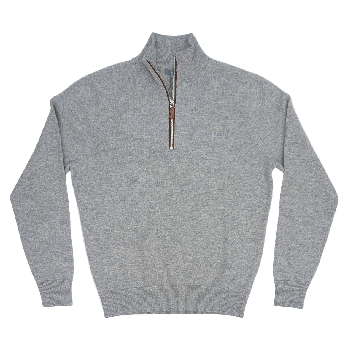 Kier + J All Cashmere Suede Trim Quarter Zip Sweater