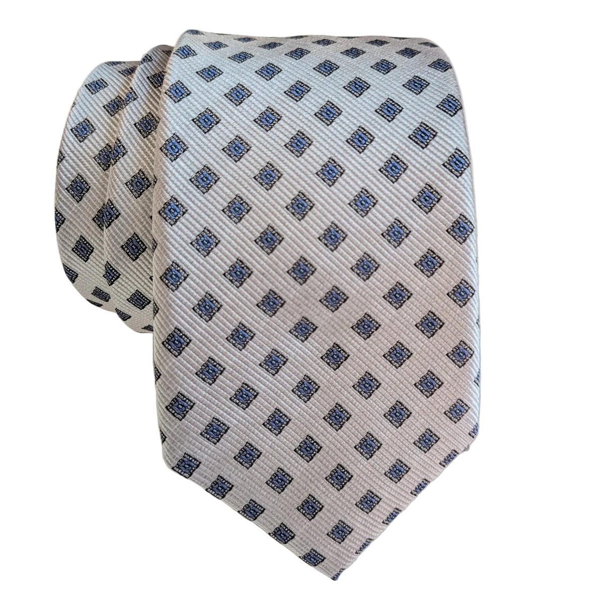 JZ Richards Checker Foulard Pattern Silk Tie