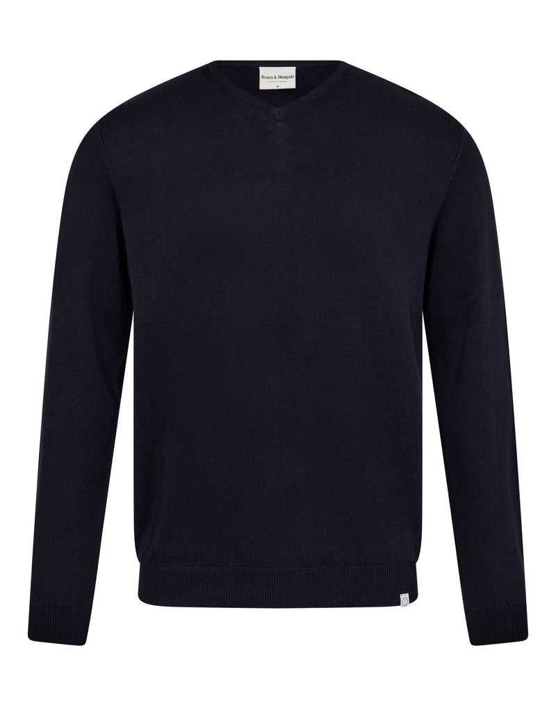 Bruun & Stengade Cotton Modal Blend V-Neck Sweater
