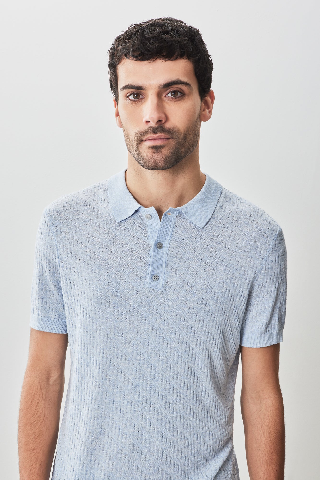 Robert Barakett Skelling Texture Knit Sweater Polo