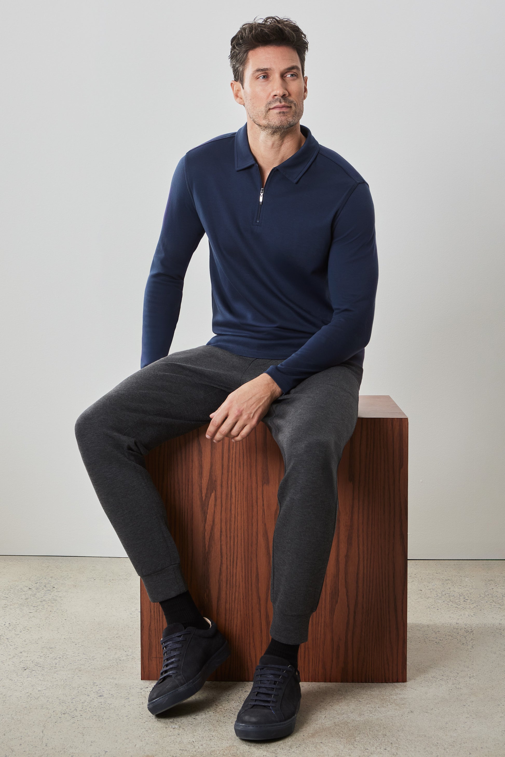 Robert Barakett Georgia LS Zip Polo