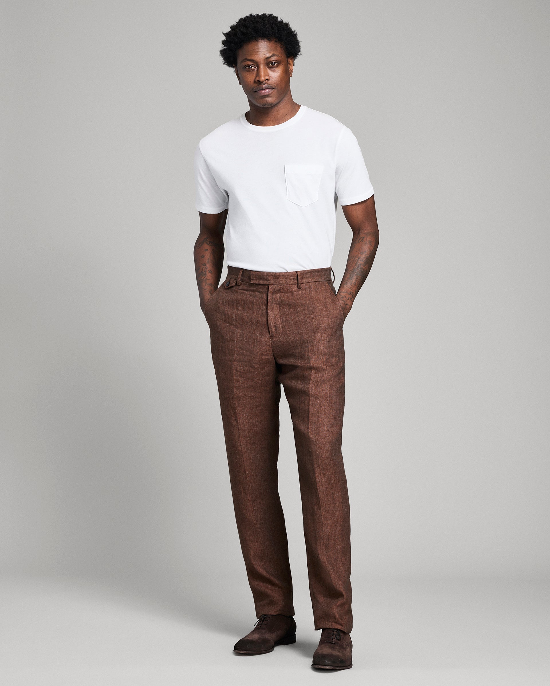 Billy Reid Linen Flat Front Trouser