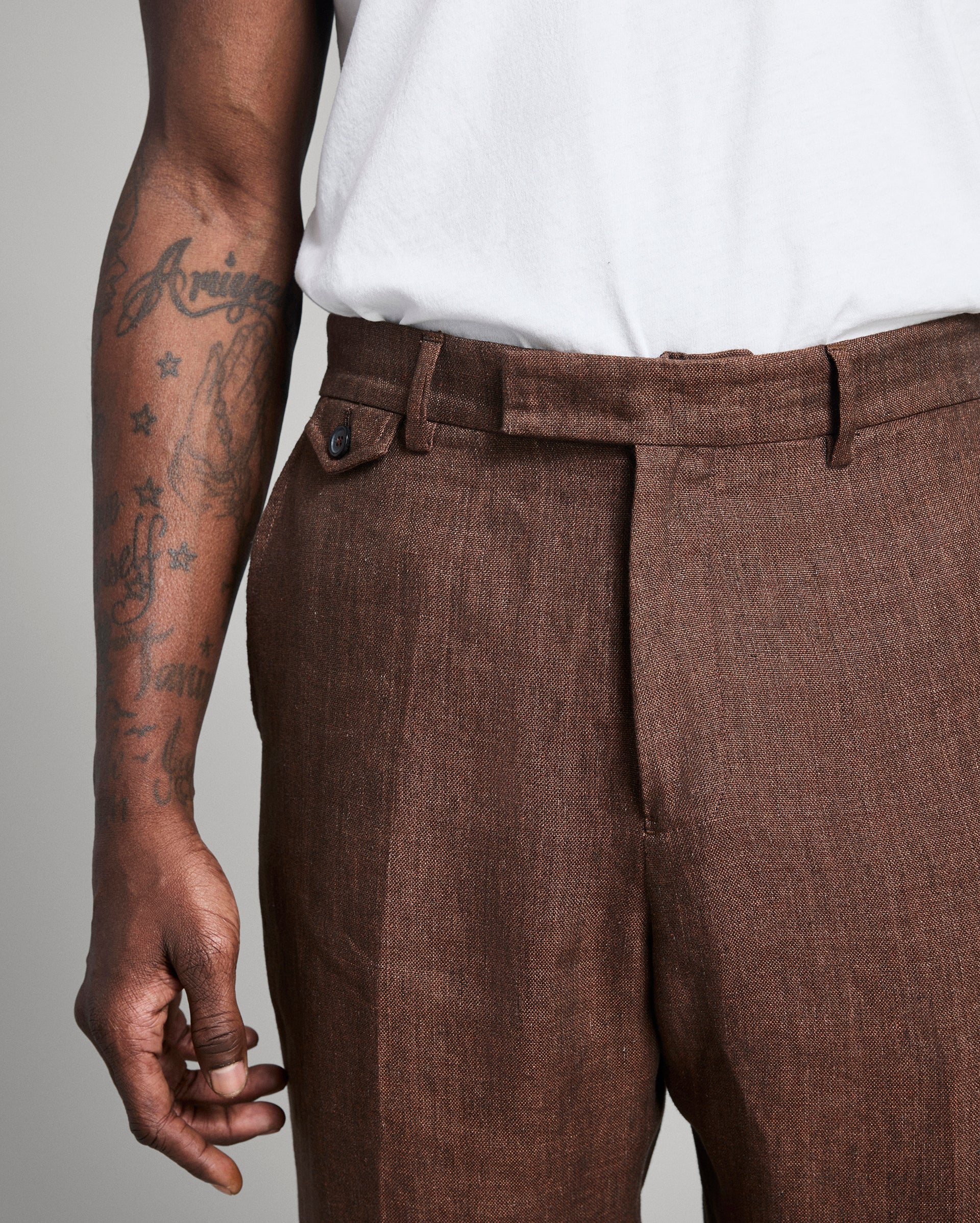 Billy Reid Linen Flat Front Trouser