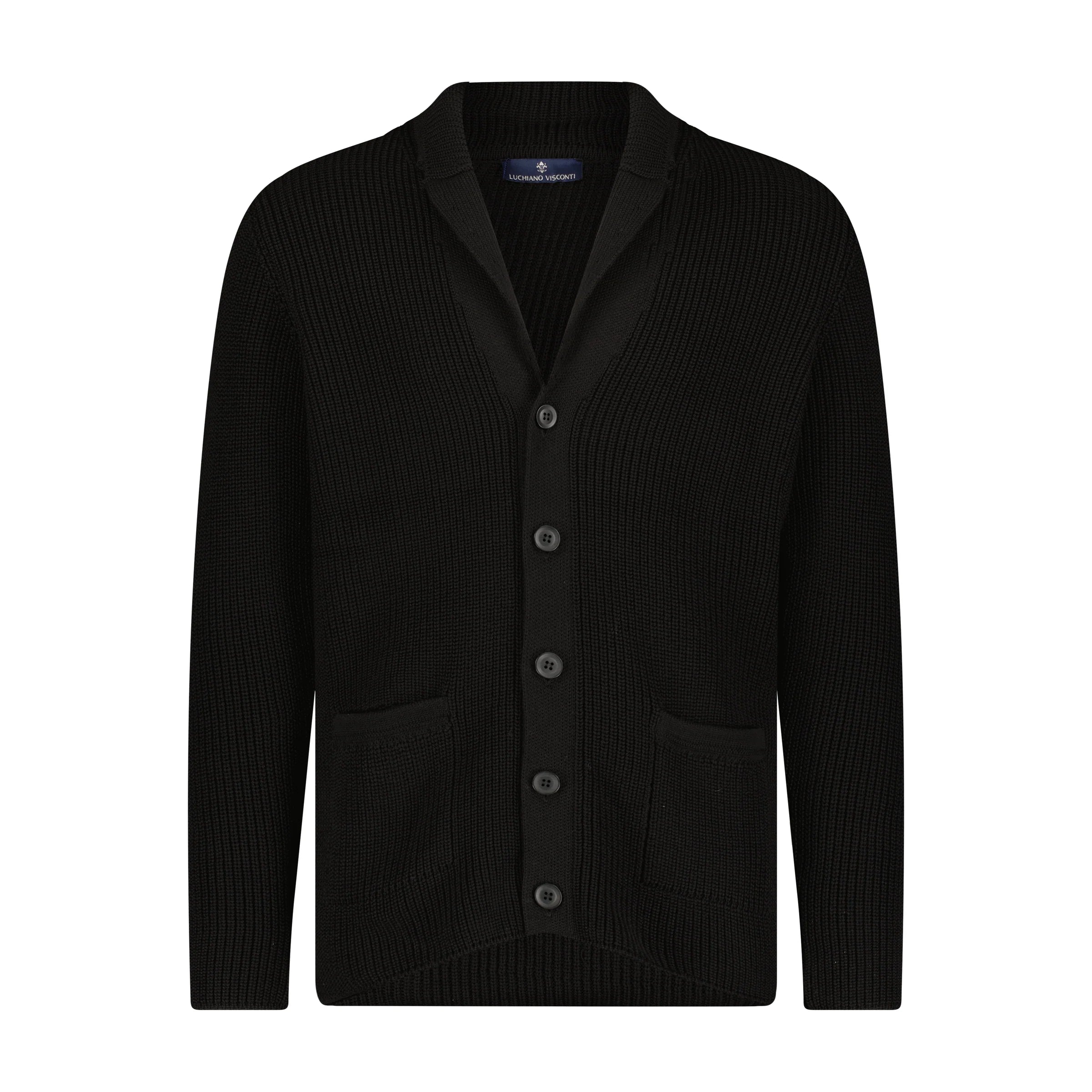 Luciano Visconti Button Up Shawl Collar Sweater