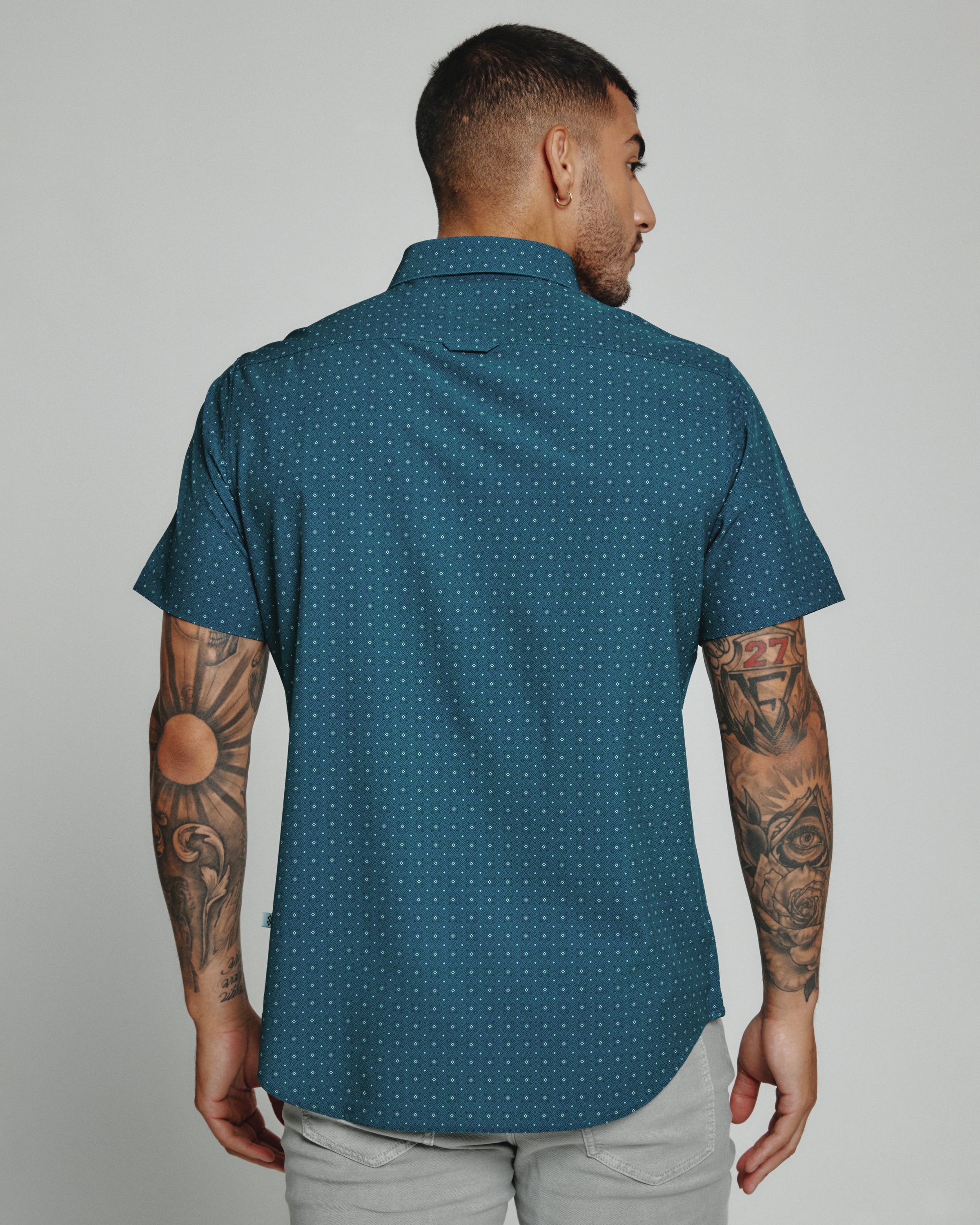 7 Diamonds Prescott 4-Way Stretch Print Pattern SS Shirt