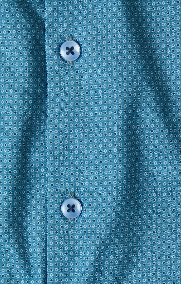 Stone Rose Accent Dot Print Soft Cotton Tencel Shirt