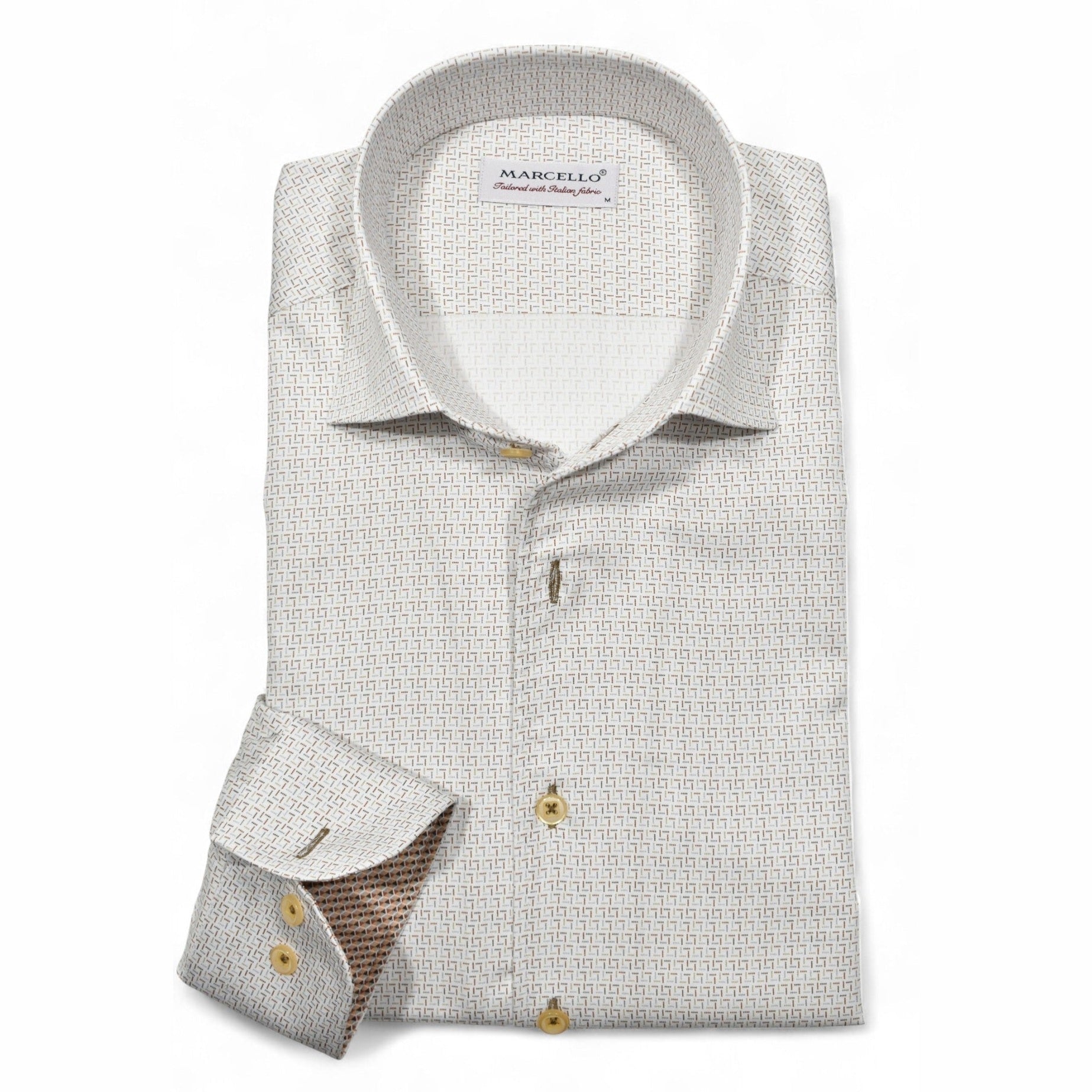 marcello dress shirt Marcello Sport Classic Fit Roll Collar Shirt Color: Ecru, Size: Small