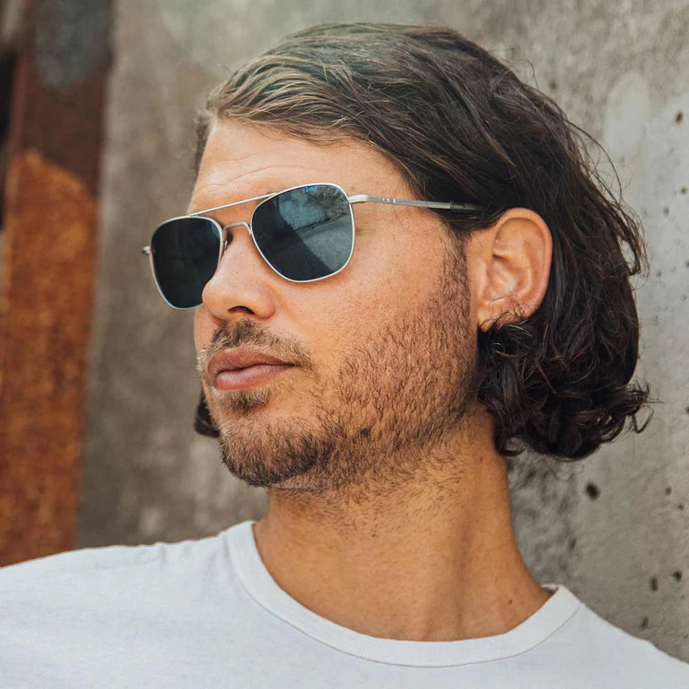 Randolph Matte Chrome Blue Mirror 55mm Aviator Sunglasses