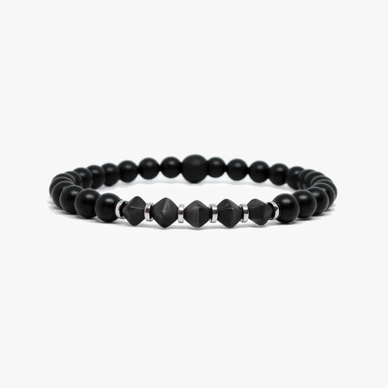 Kenton Michael Black Onyx and Bicone Czech Glass Bracelet