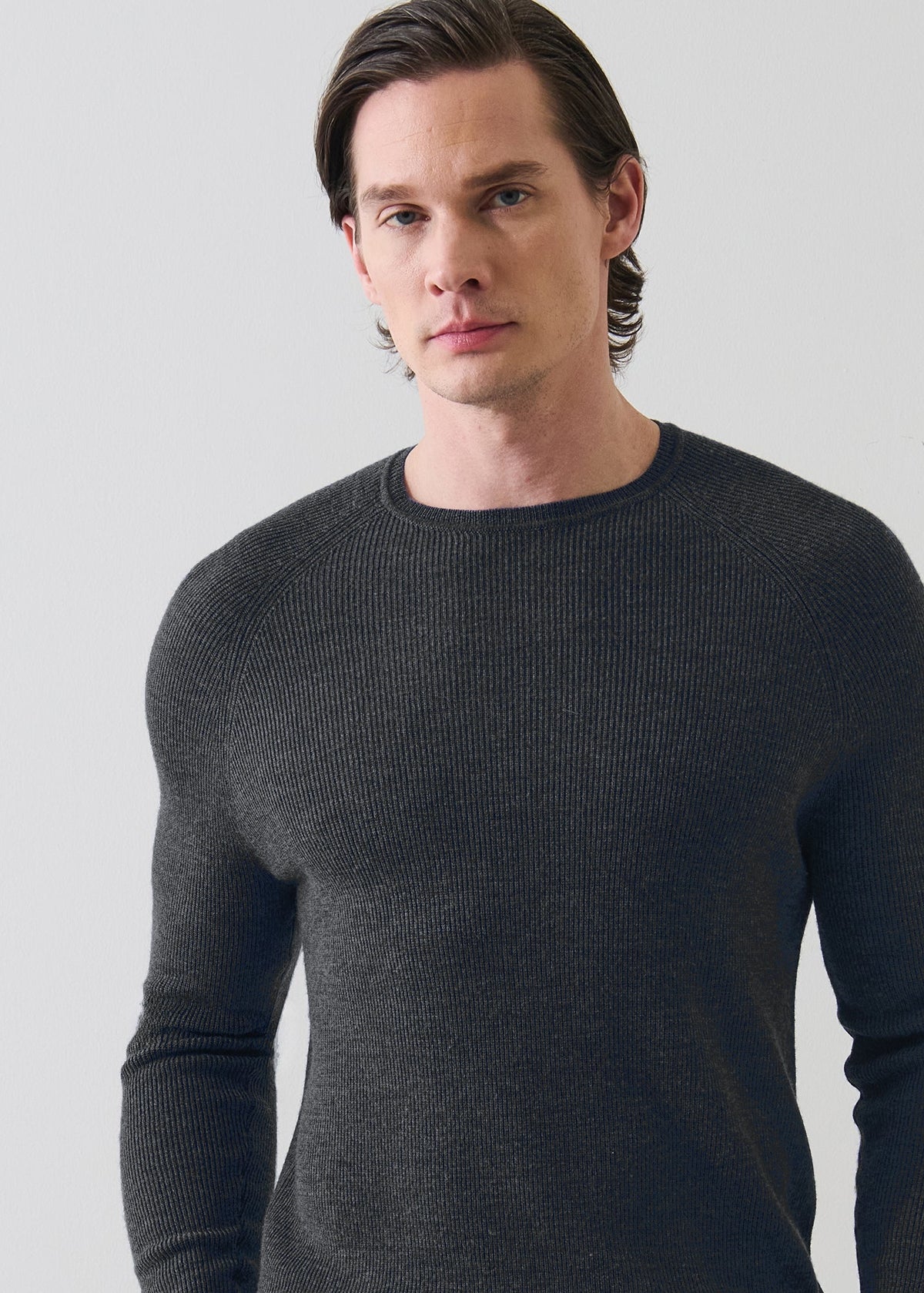 Patrick Assaraf Rib Raglan Merino Crew Sweater