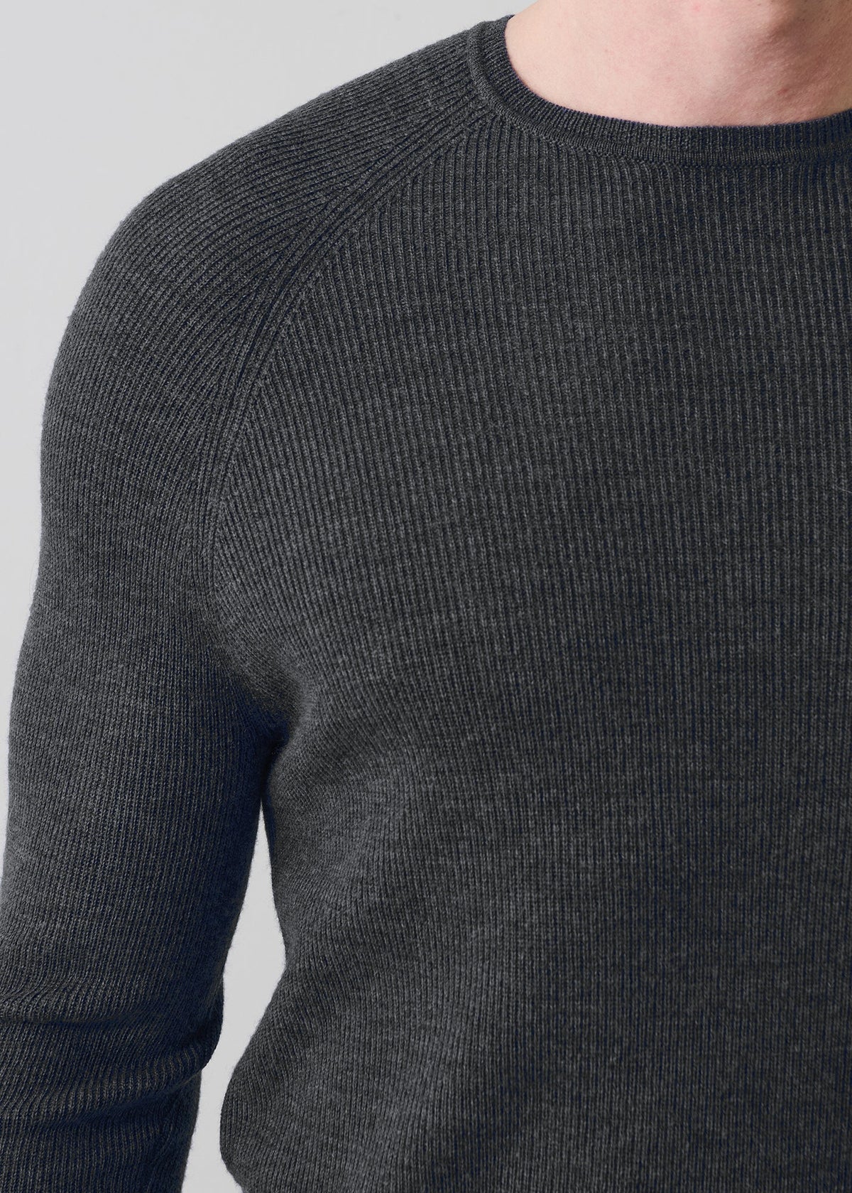 Patrick Assaraf Rib Raglan Merino Crew Sweater