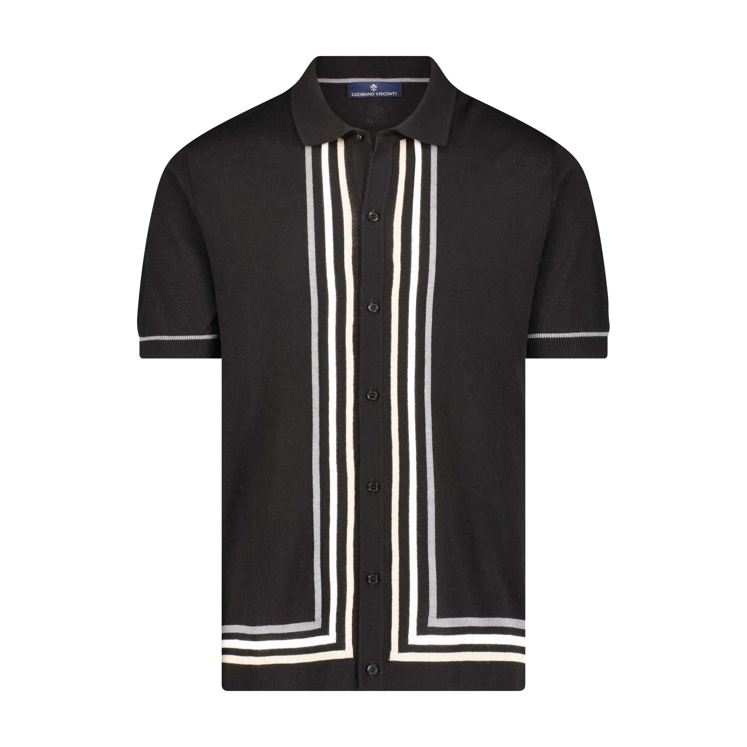 Luciano Visconti Tri Color Button Down Knit Polo