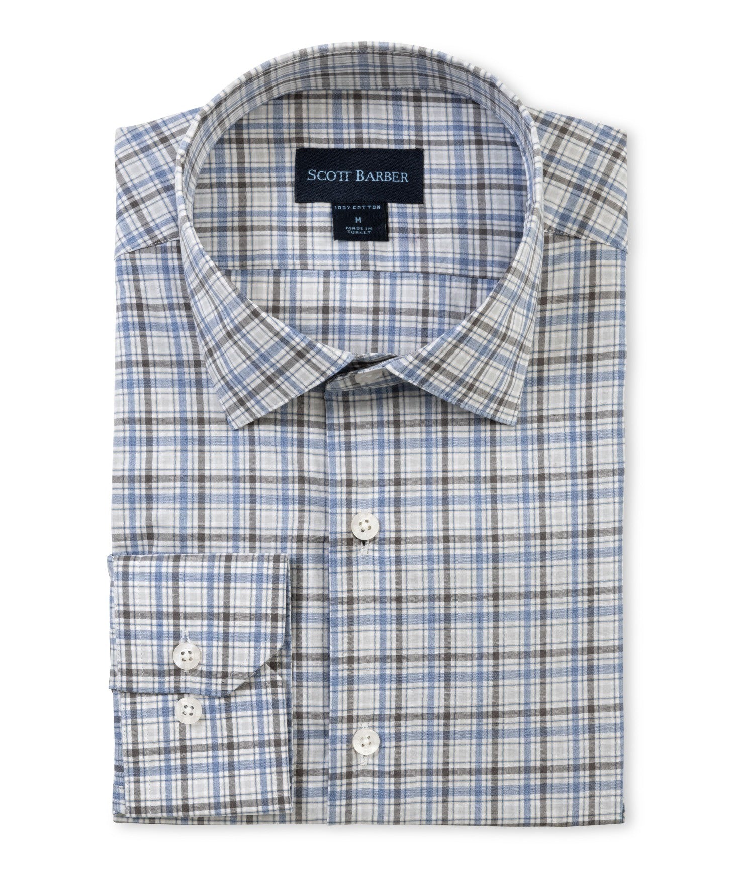 Scott Barber Newport Poplin Melange Plaid Shirt