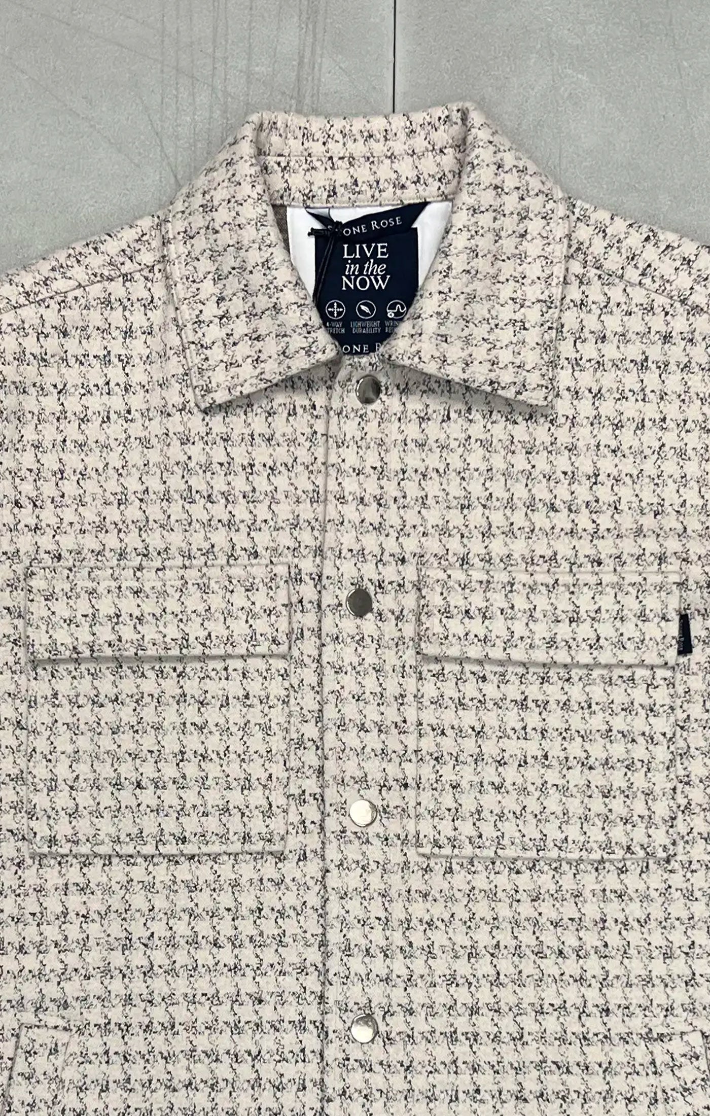 Stone Rose Knit Melange Houndstooth Shirt Jacket