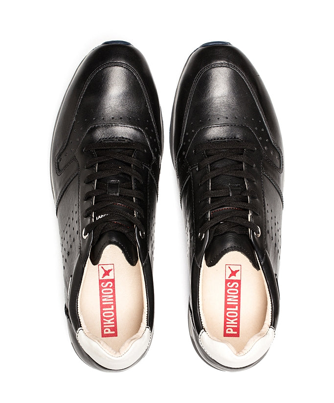 Faux Leather Perforated Detail Sneaker | boohooMAN USA