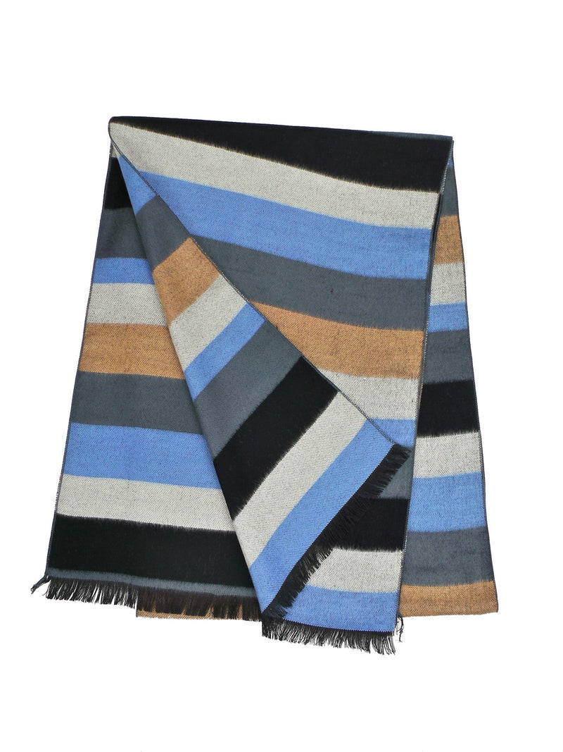 COOL Bamboo Rayon Blend Blue and Beige Striped Scarf