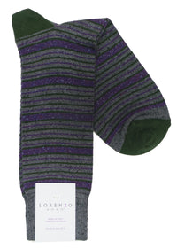 Lorenzo Uomo Multi Stripe Donegal Viscose Blend Socks