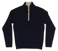 Kier + J Wool Cashmere Blend Tipped Quarter Zip Mock Neck Sweater