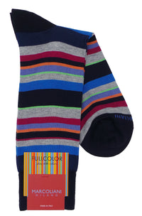 Marcoliani 4633 Pima Cotton Lisle Multi Stripe Socks