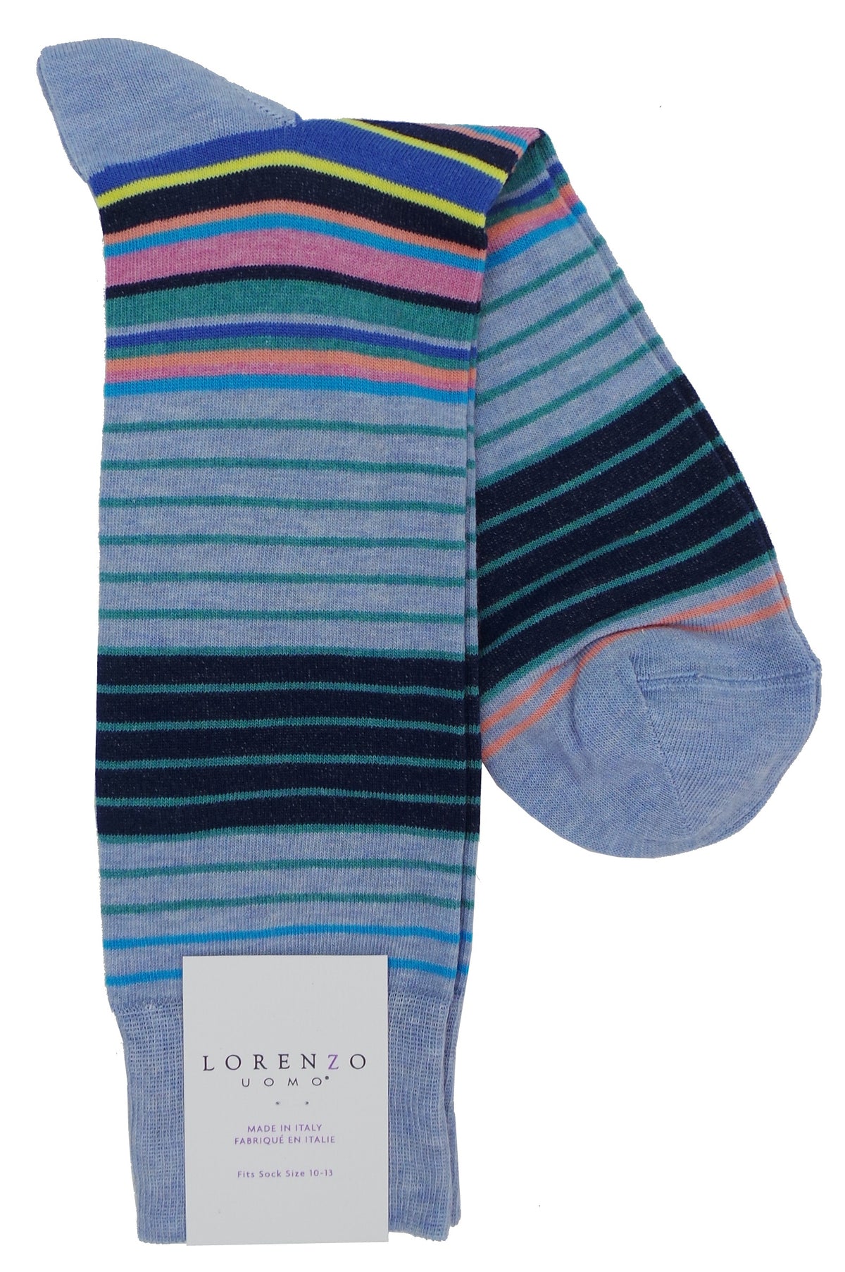 Lorenzo Uomo Variety Stripe Cotton Blend Socks