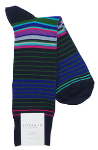 Lorenzo Uomo Variety Stripe Cotton Blend Socks