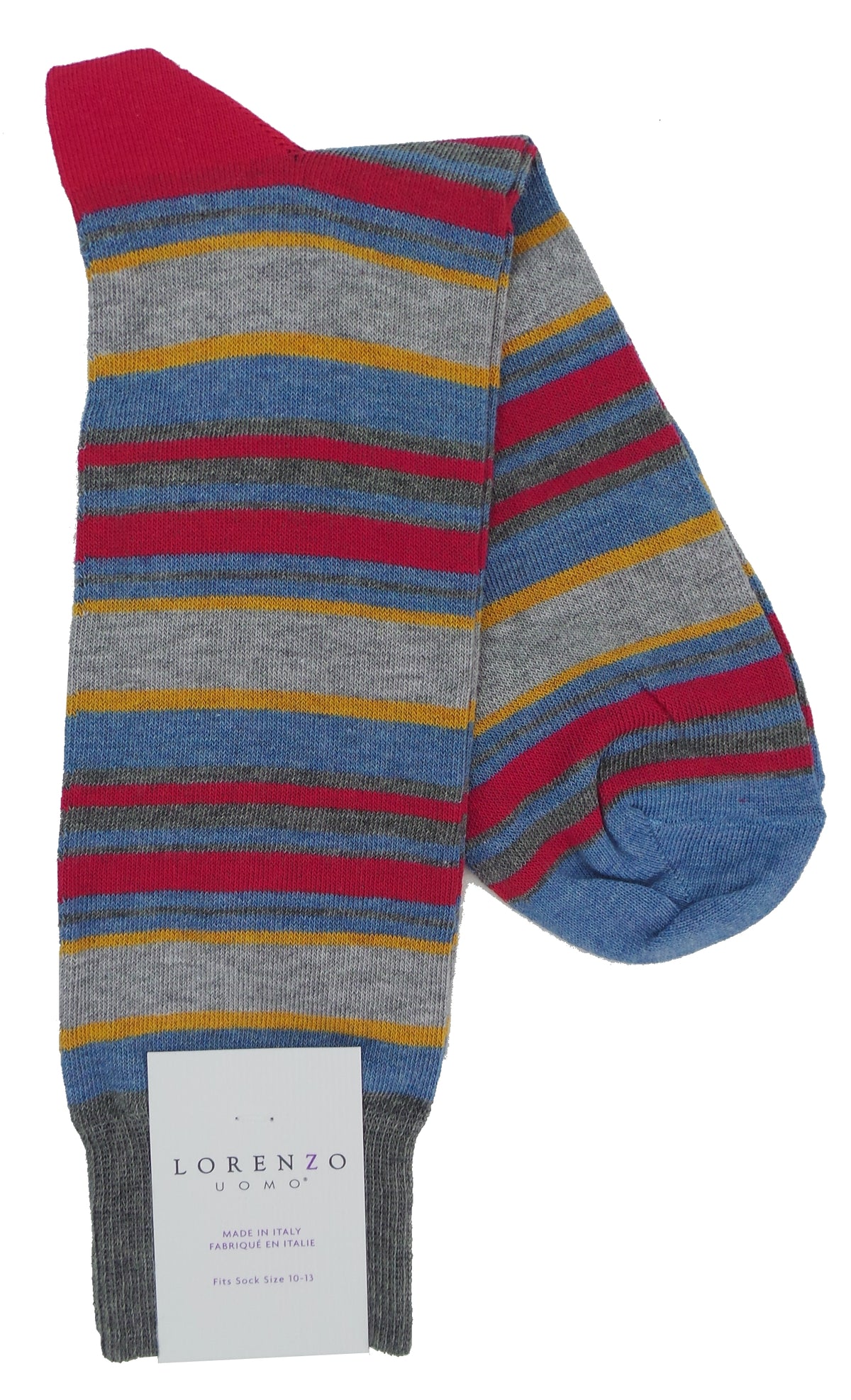 Lorenzo Uomo Multi Stripe Pattern Cotton Blend Socks