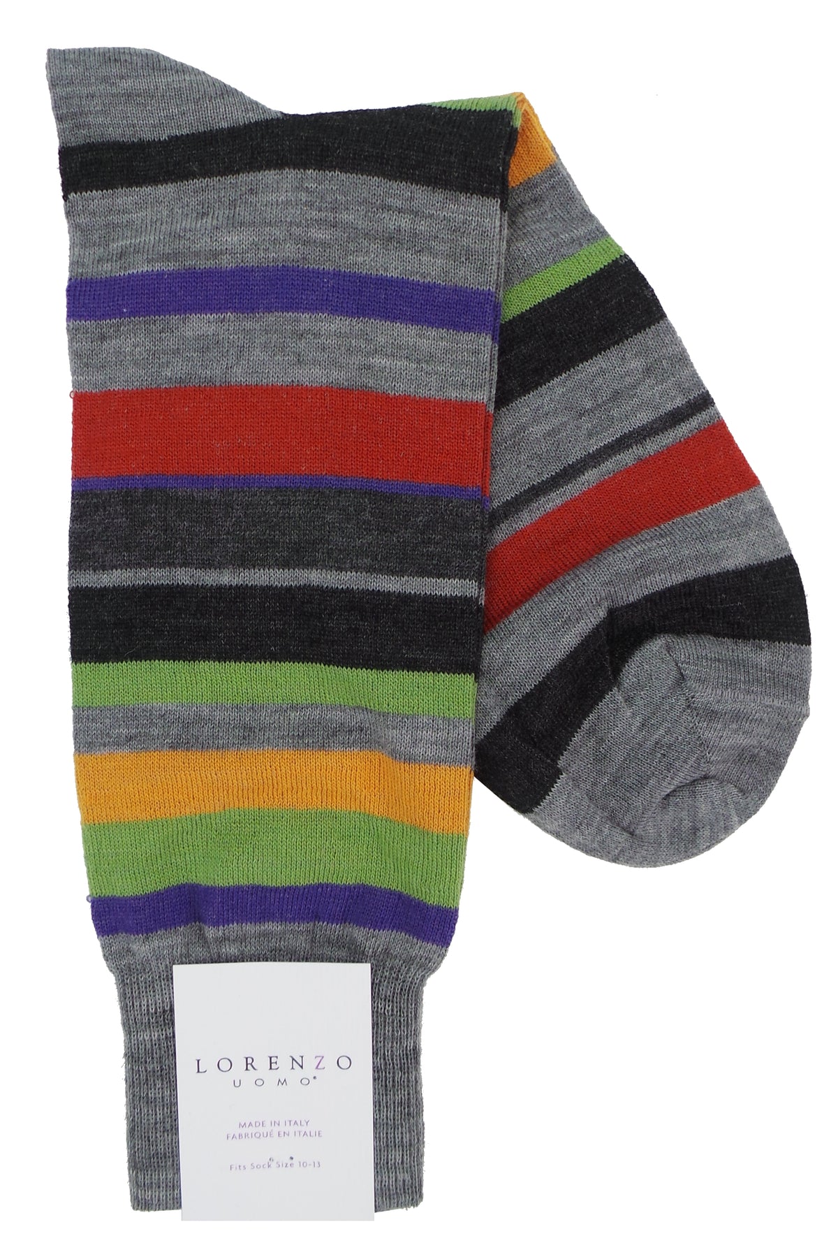 Lorenzo Uomo Multi Stripe Merino Wool Blend Socks