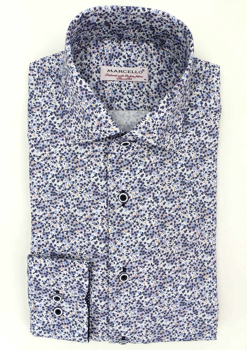 Marcello Sport Slim Fit Roll Collar Shirt