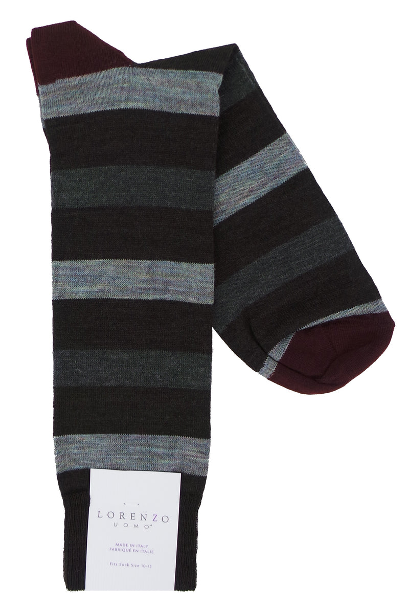 Lorenzo Uomo Bar Stripe Merino Wool Blend Socks