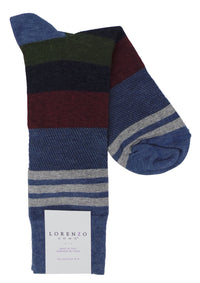 Lorenzo Uomo Top Stripe Cotton Blend Socks