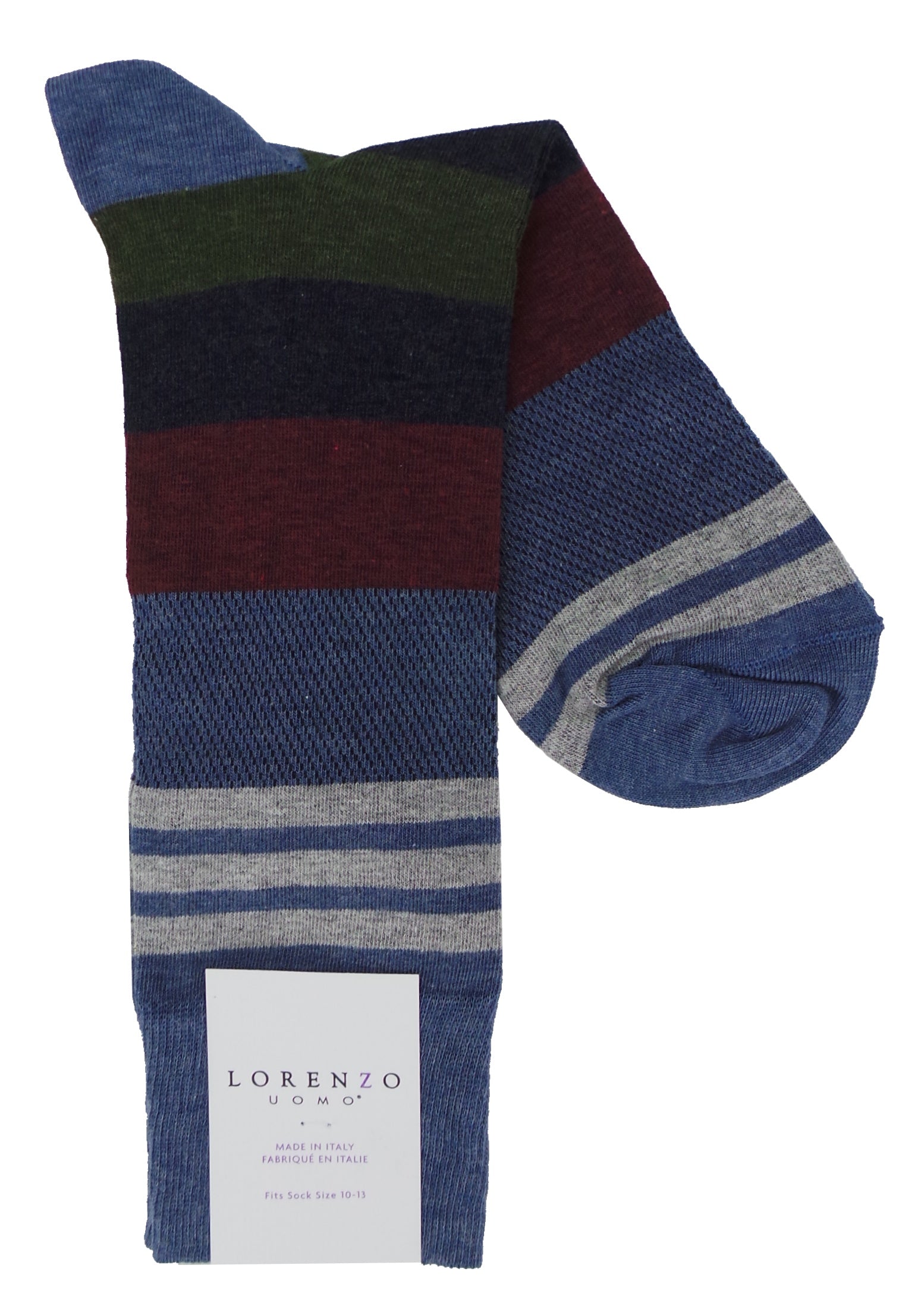 Lorenzo Uomo Top Stripe Cotton Blend Socks