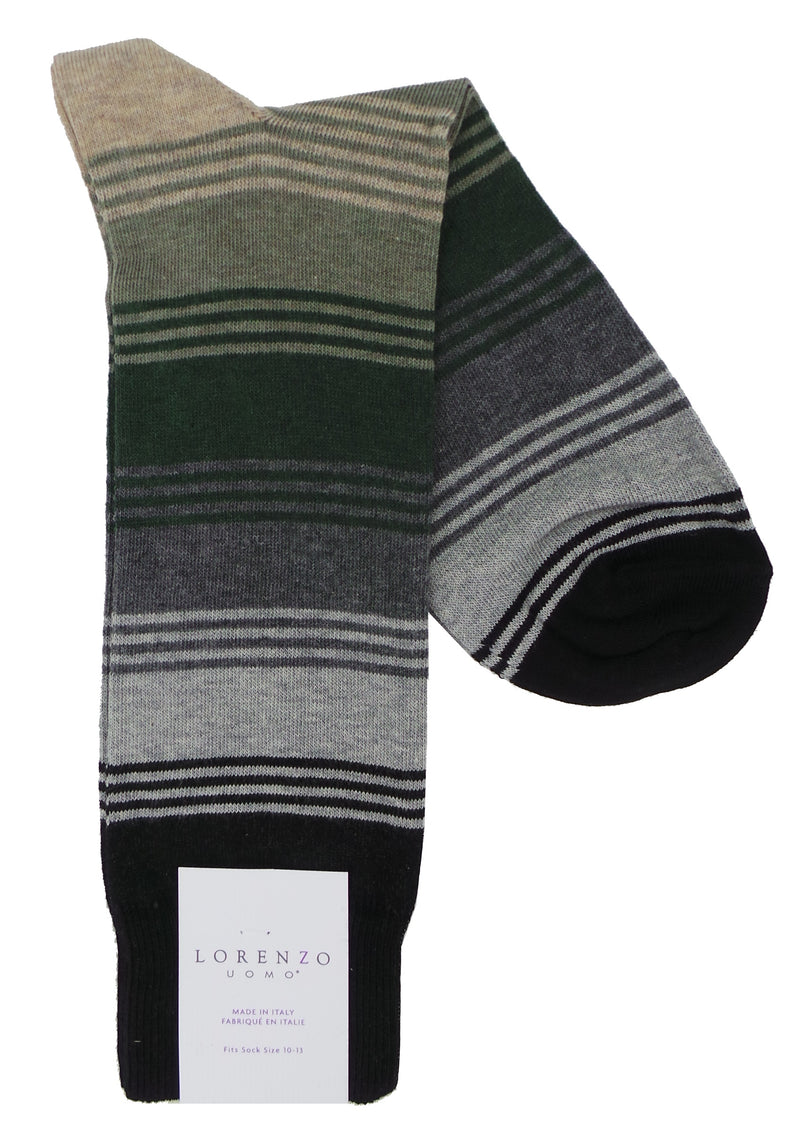 Lorenzo Uomo Triple Stripe Cotton Blend Socks