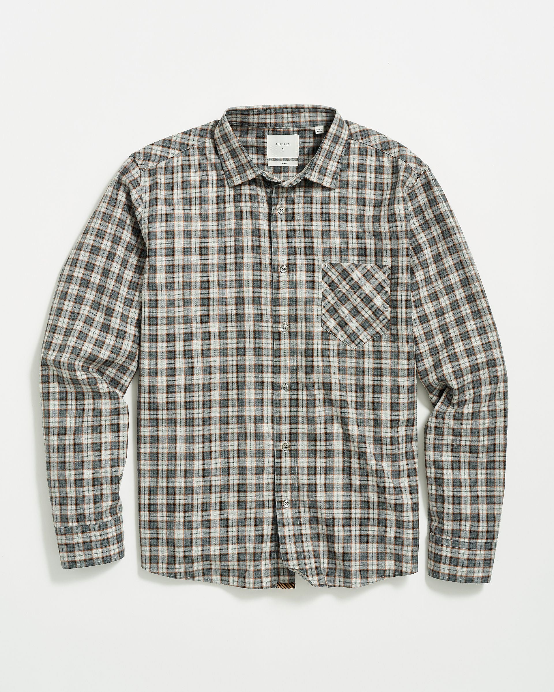 Billy Reid John T Herringbone Plaid Soft Cotton Shirt