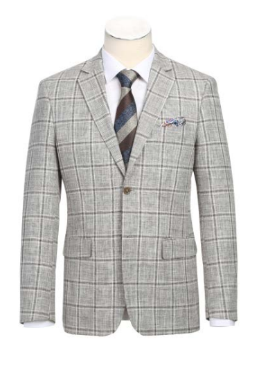 Renoir Trim Fit Windowpane Plaid Cotton Linen Sport Coat