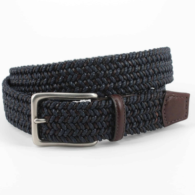 Torino Italian Woven Cotton And Leather Belt
