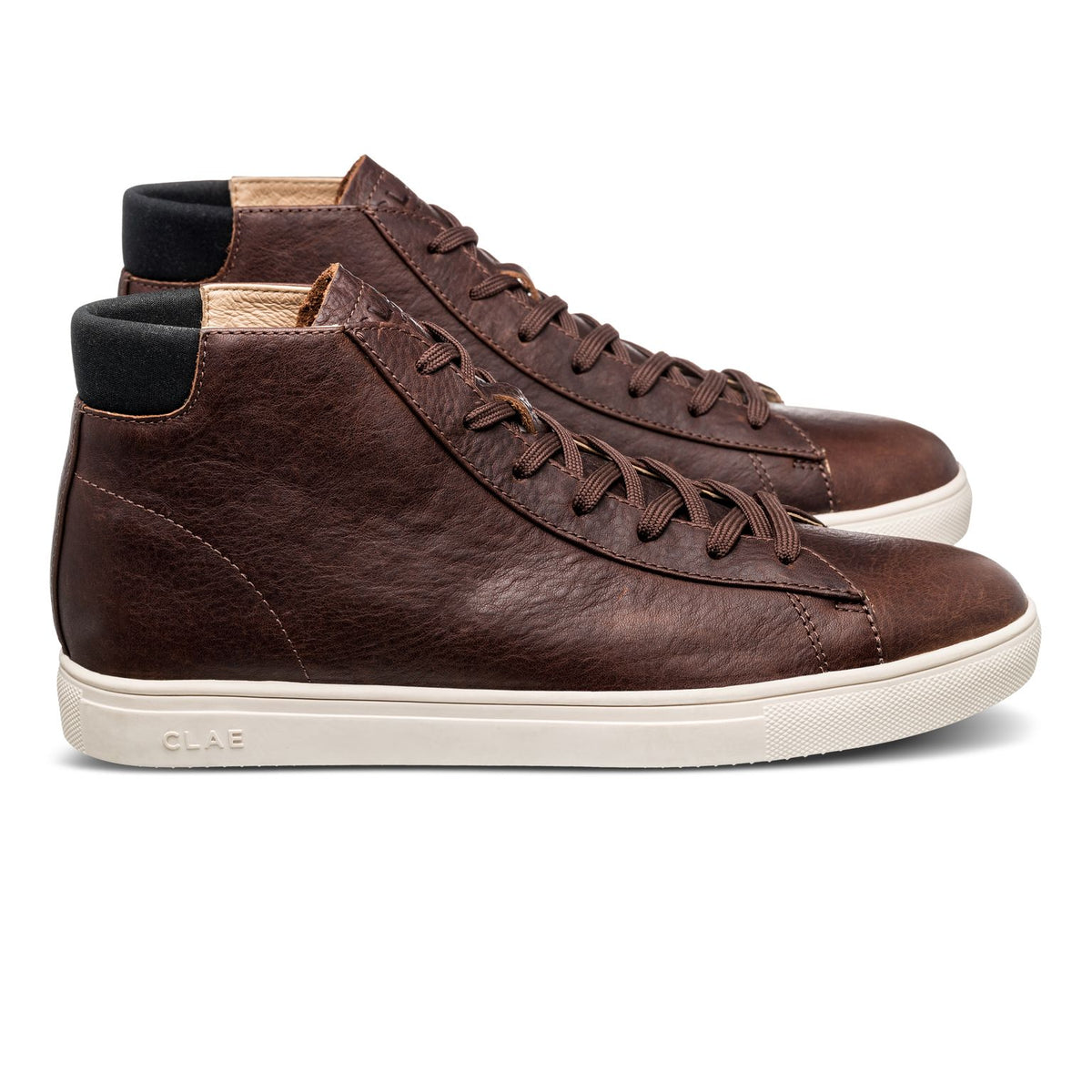 CLAE Bradley Mid Cocoa Oiled Leather Sneakers