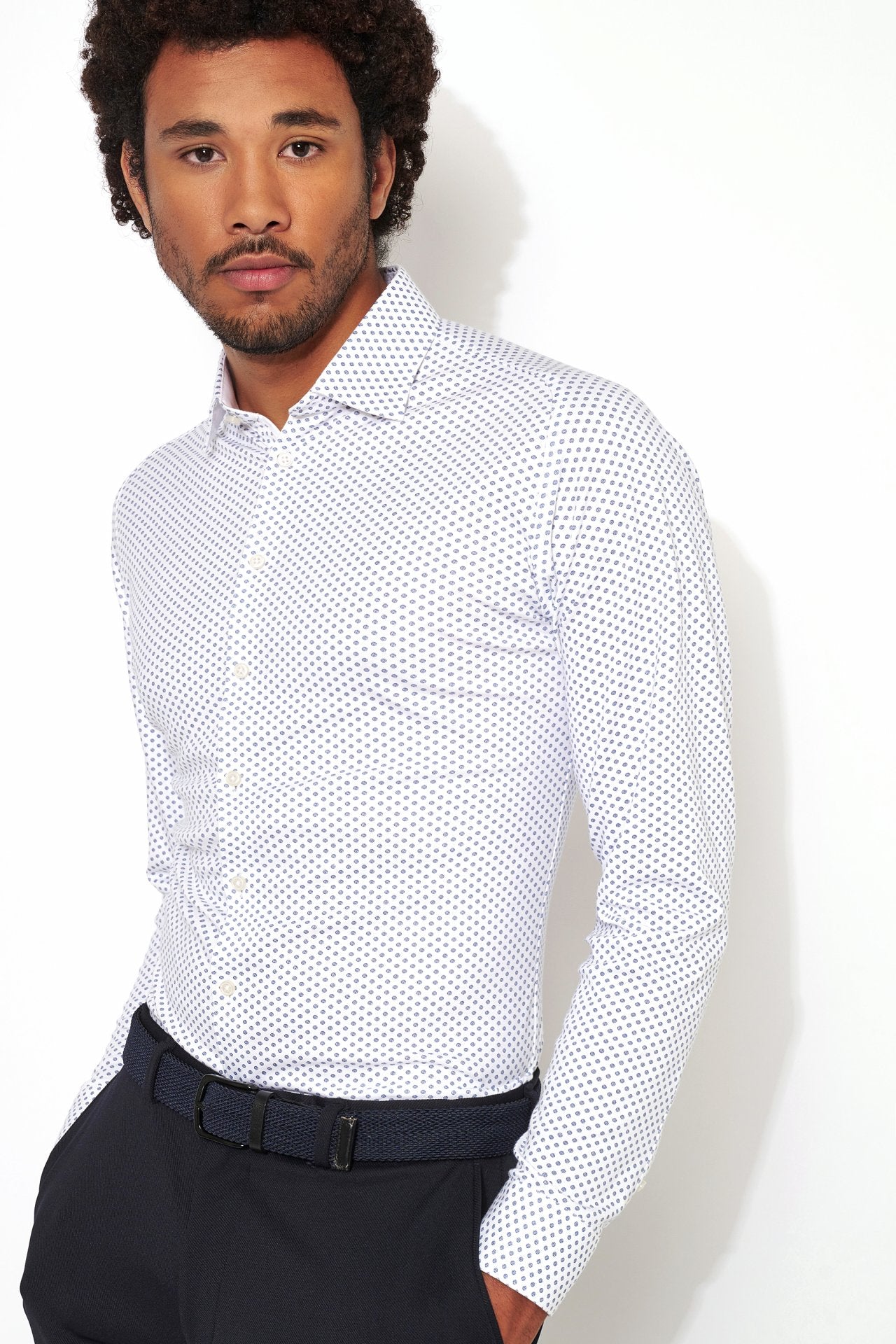 Desoto Geo Pattern Print Jersey Knit Shirt