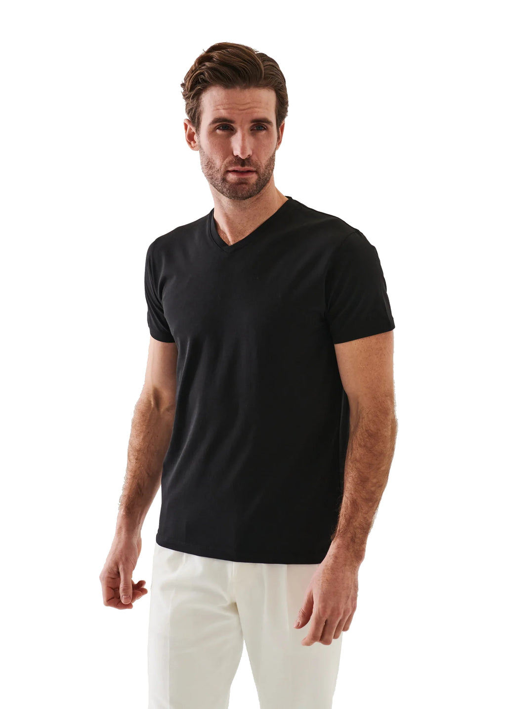 Patrick Assaraf Peruvian Pima Cotton Short Sleeve V-Neck T-Shirt ...