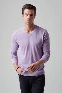Raffi Cotton Silk Linen V Neck Lightweight Sweater