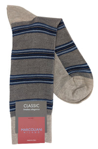 Marcoliani 4719 Pique Stripe Cotton Blend Socks