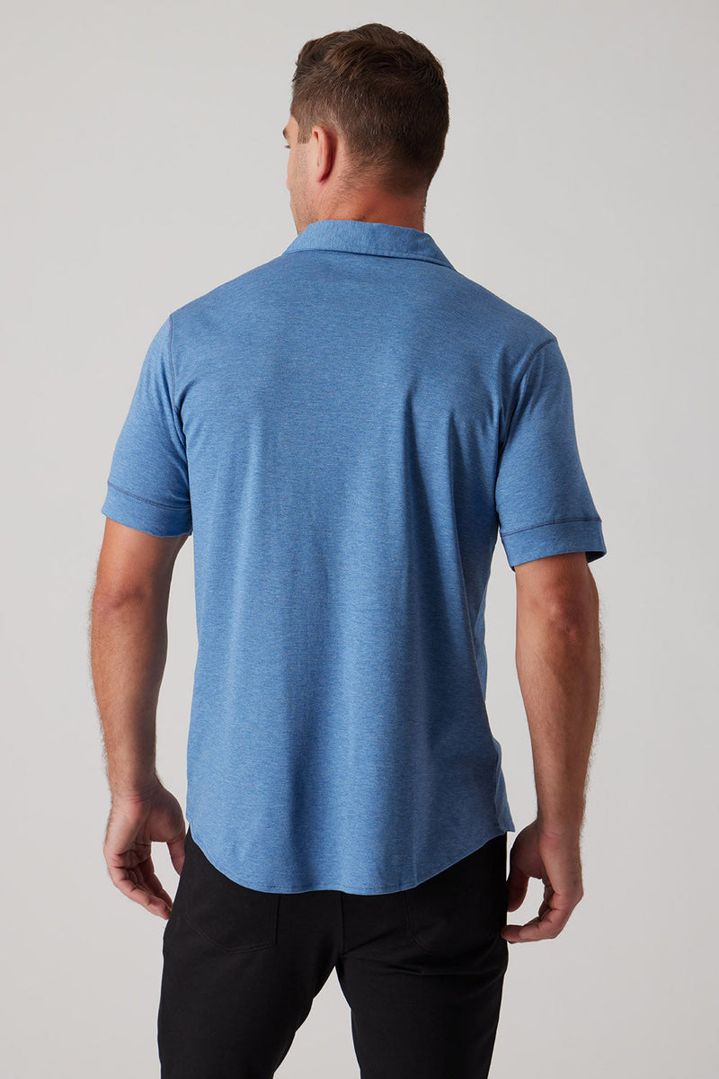 Raffi Aqua Cotton Knit Button-Front SS Shirt