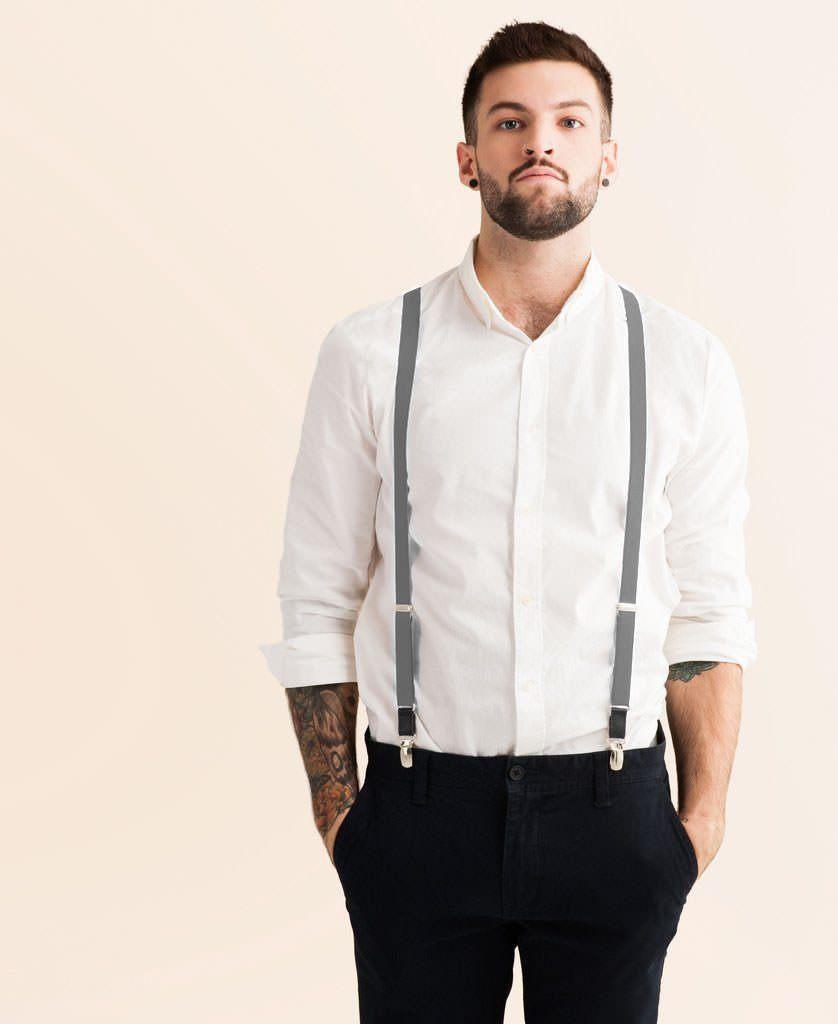 JJ Suspenders Elastic Fabric Suspenders Grey