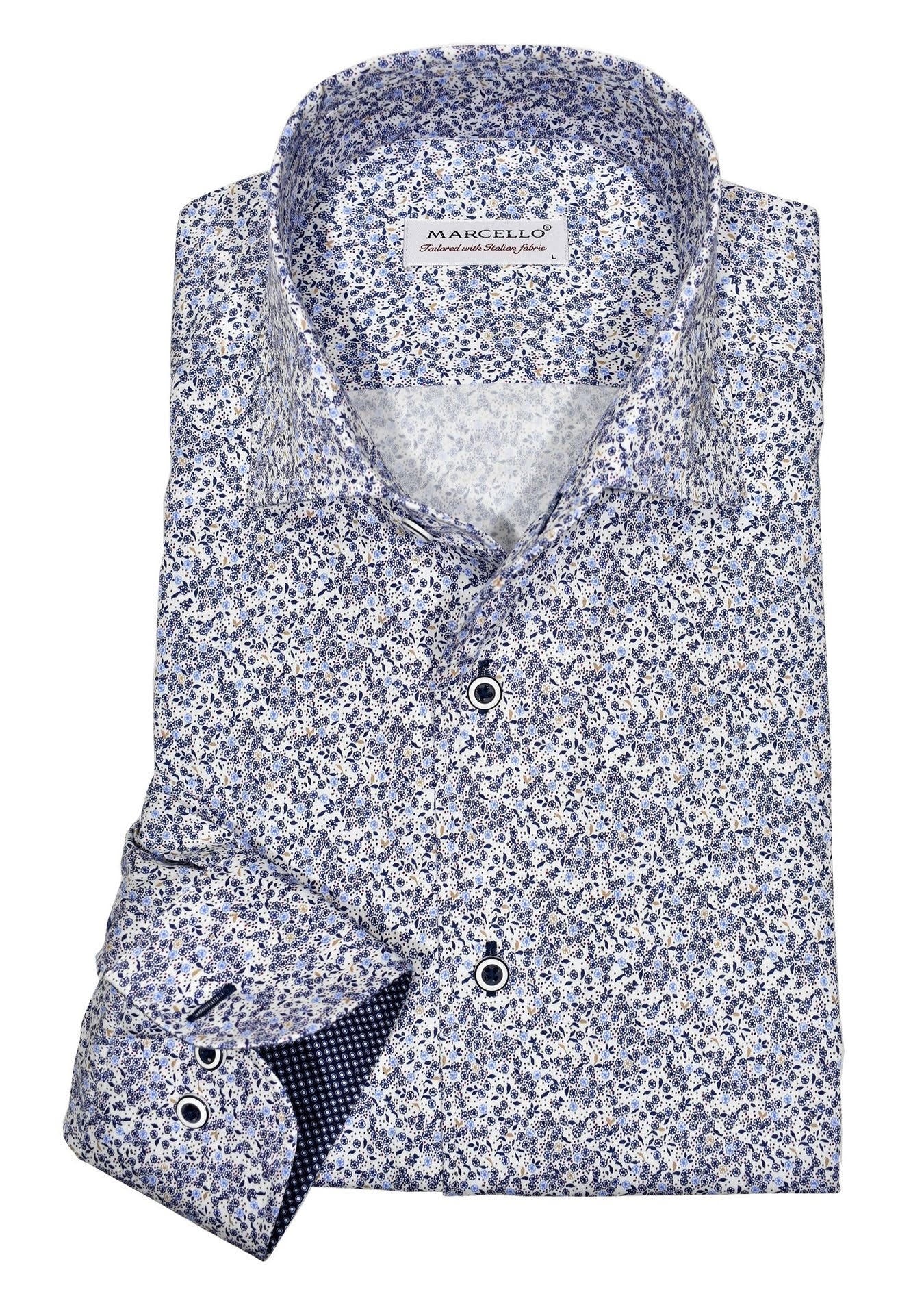 Marcello Sport Slim Fit Roll Collar Shirt