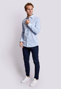 Bruun & Stengade Dane Slim Fit Subtle Stripe Woven Pattern Dress Shirt